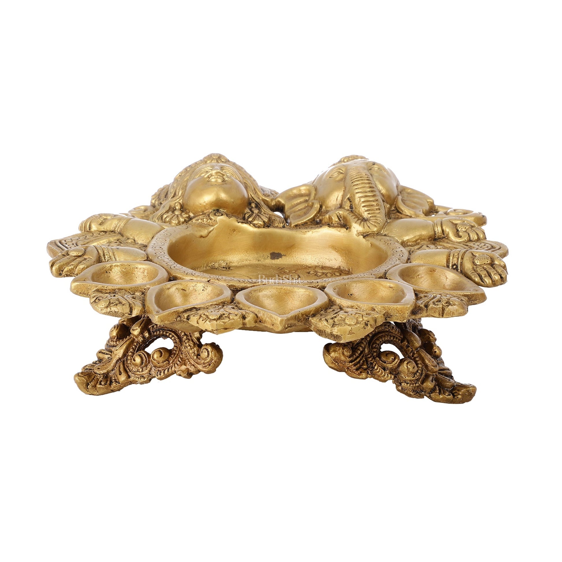 Exquisite Handcrafted Ganesha and Lakshmi Urli Diya and Urli