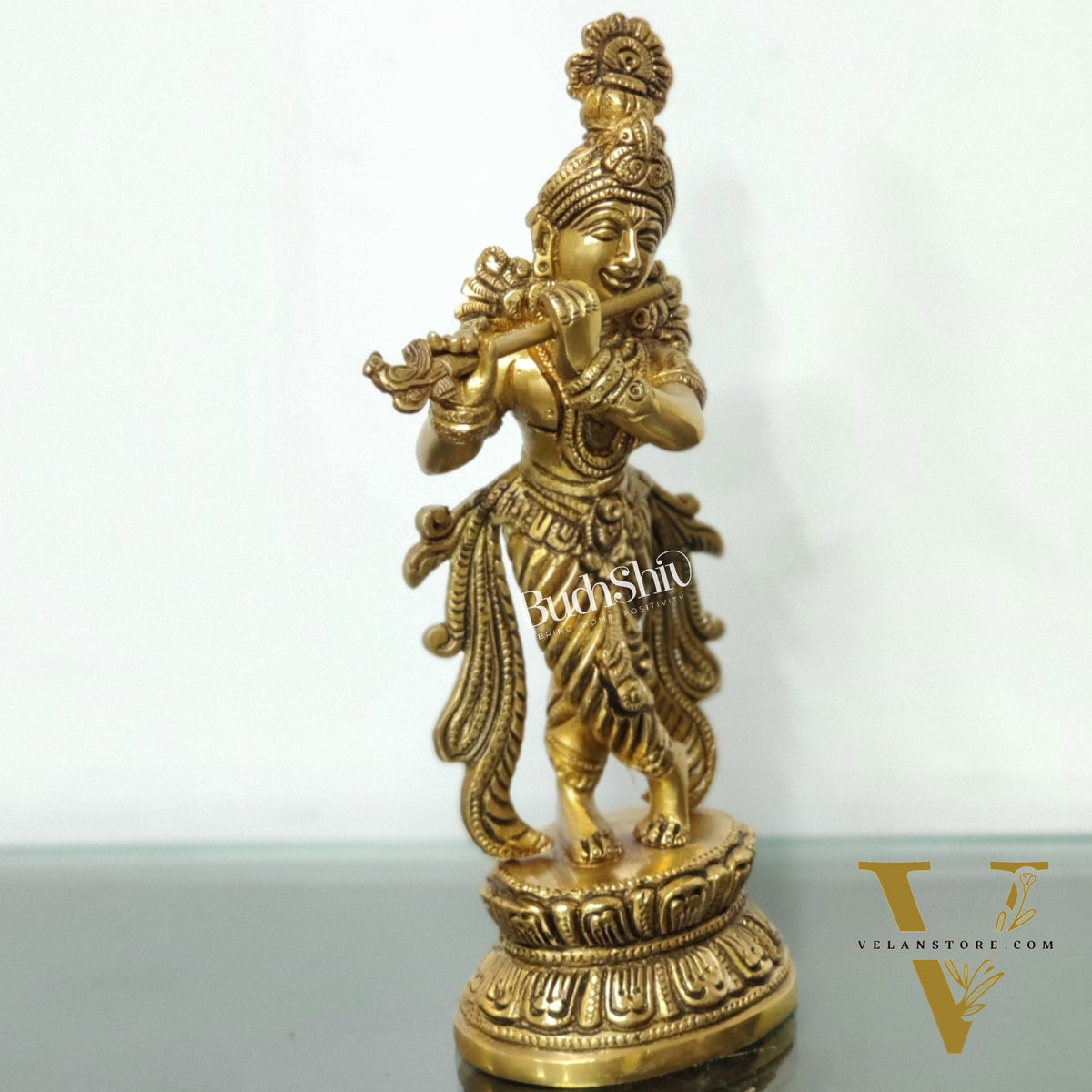 Exquisite Handcrafted Krishna Brass Statue | Height 9.5 Inch
