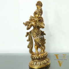 Exquisite Handcrafted Krishna Brass Statue | Height 9.5 Inch