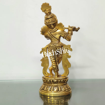 Exquisite Handcrafted Krishna Brass Statue | Height 9.5 Inch