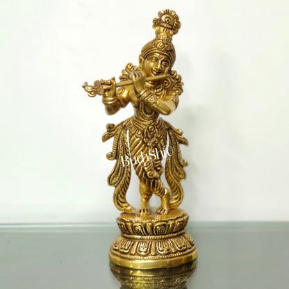 Exquisite Handcrafted Krishna Brass Statue | Height 9.5 Inch