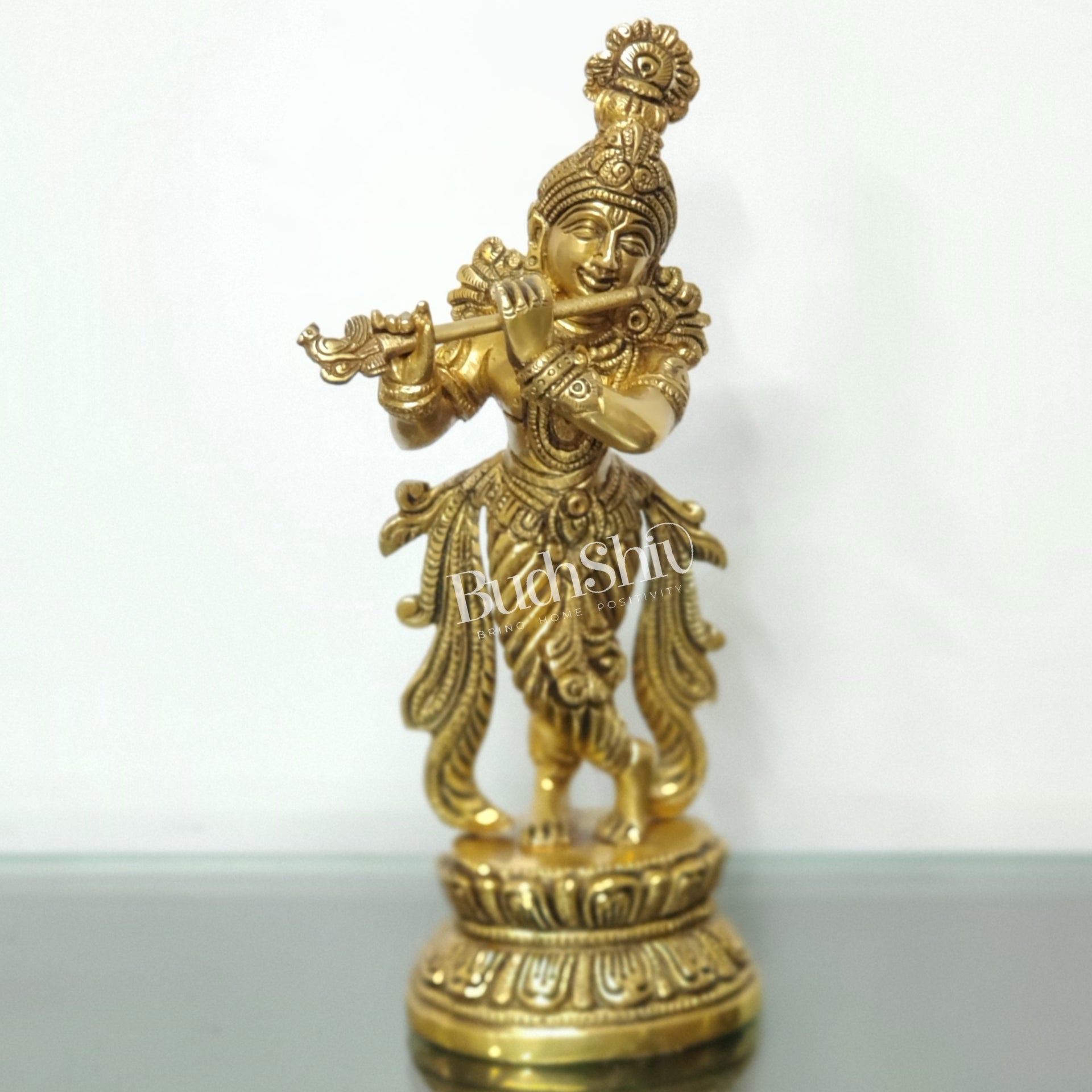 Exquisite Handcrafted Krishna Brass Statue | Height 9.5 Inch