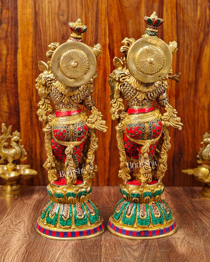 Exquisite Handcrafted Pure Brass Radha Krishna Statues - 21" Height | Made in India