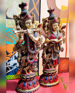 Exquisite Handcrafted Radha Krishna Statues 21 inch