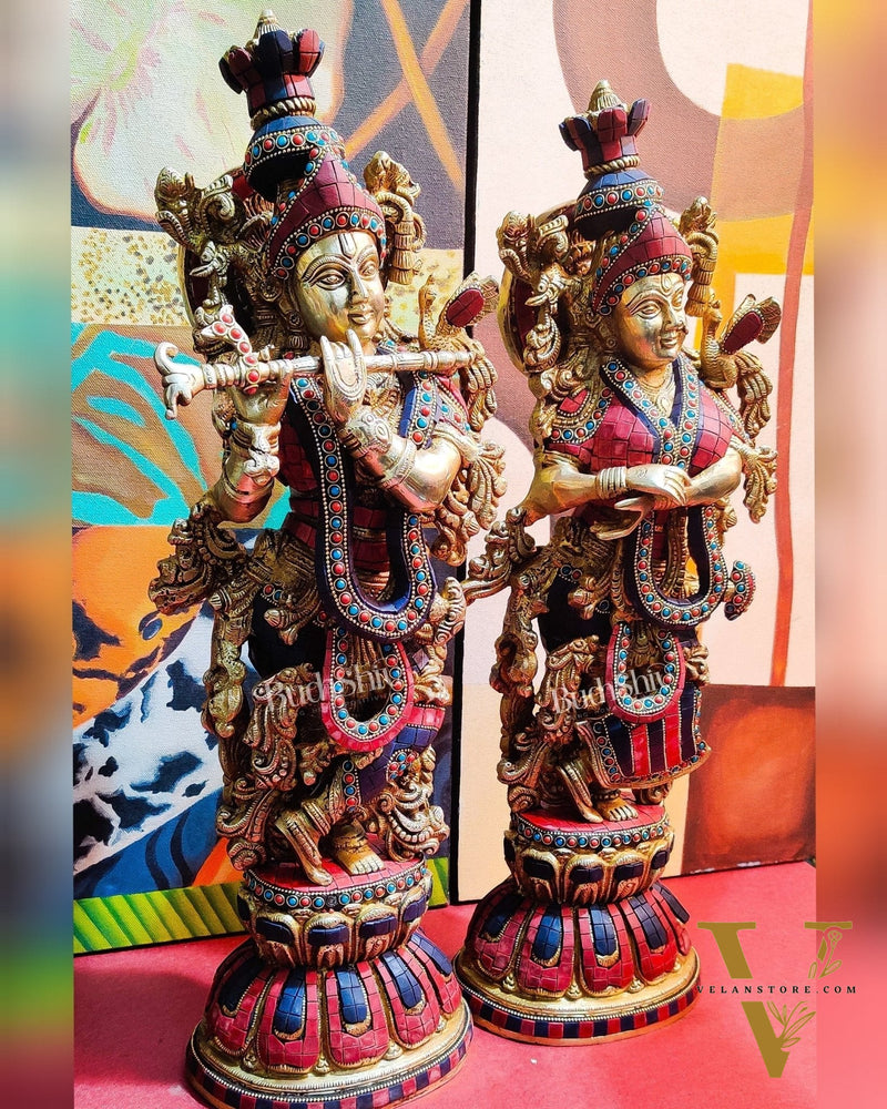 Exquisite Handcrafted Radha Krishna Statues 21 inch