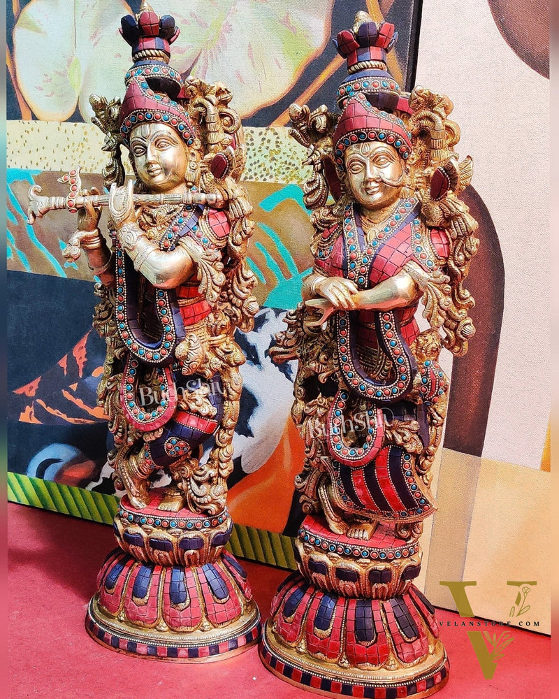 Exquisite Handcrafted Radha Krishna Statues 21 inch