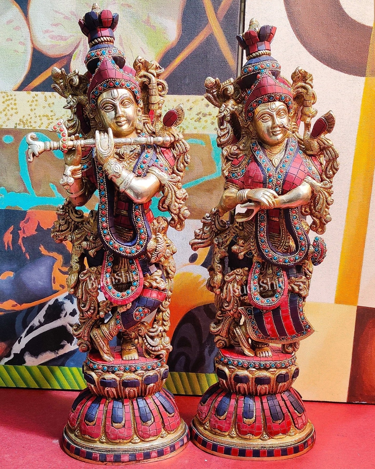 Exquisite Handcrafted Radha Krishna Statues 21 inch