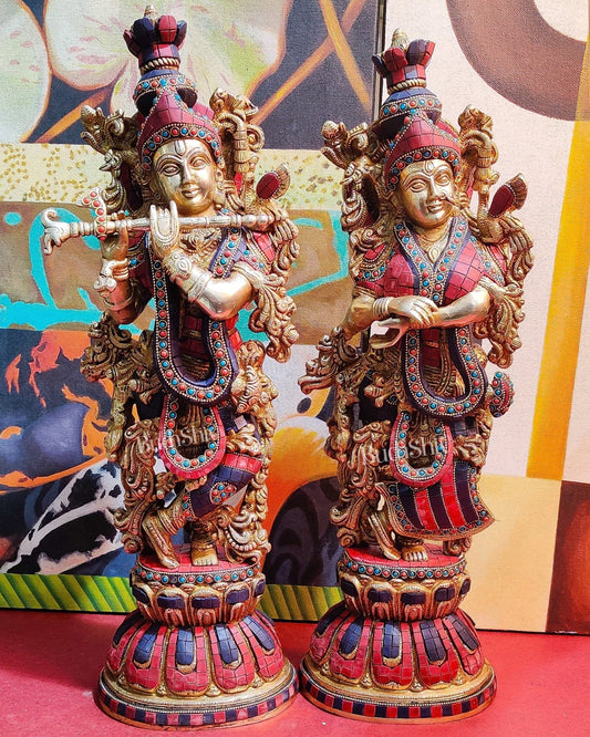 Exquisite Handcrafted Radha Krishna Statues 21 inch