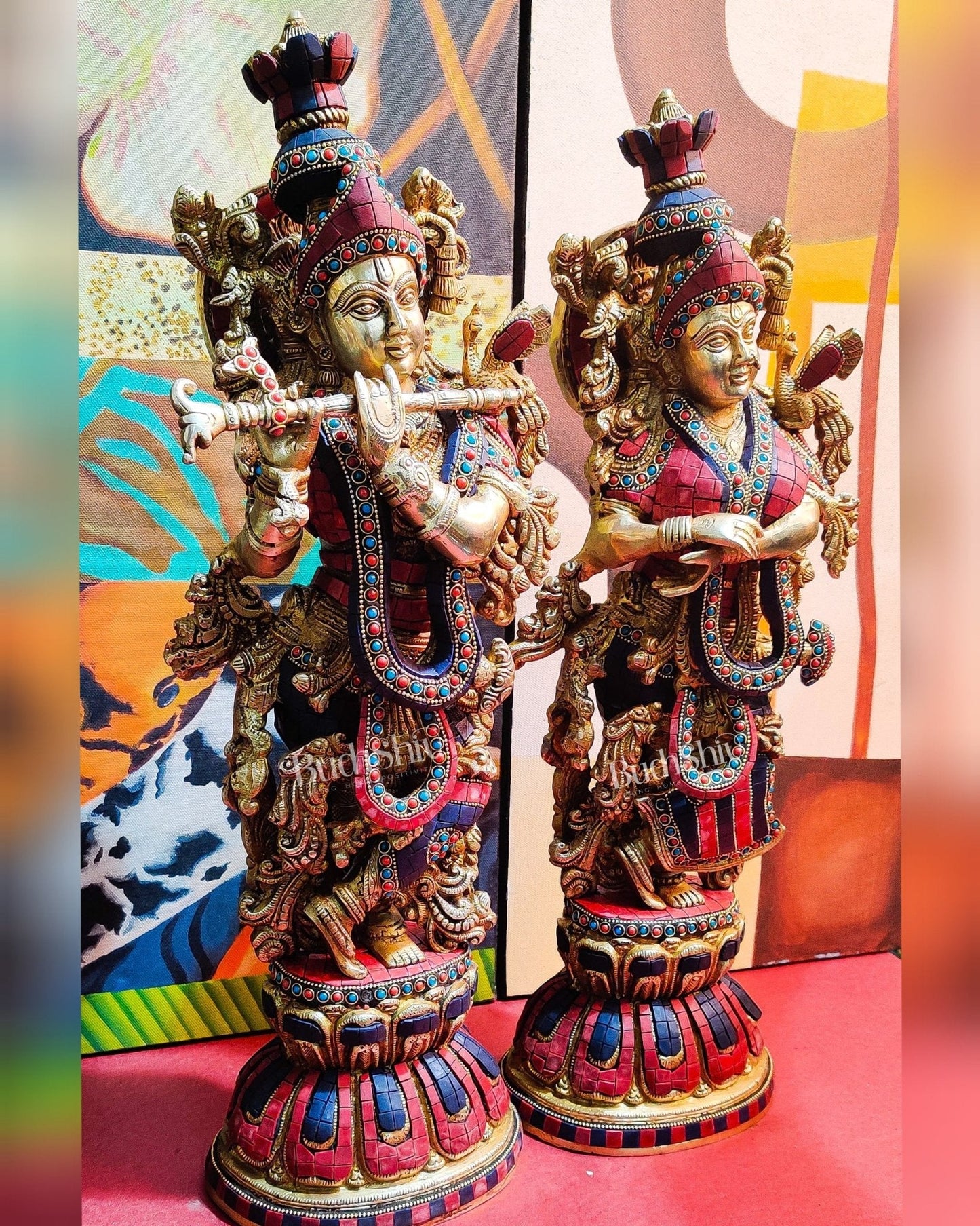 Exquisite Handcrafted Radha Krishna Statues 21 inch