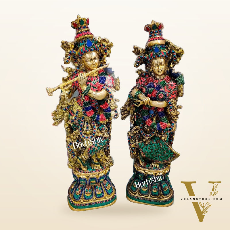 Exquisite Handmade Radha Krishna Idol 30 inch