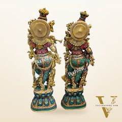 Exquisite Handmade Radha Krishna Idol 30 inch