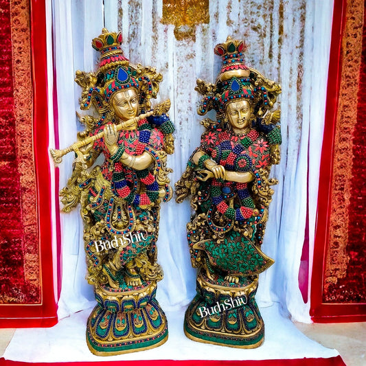 Exquisite Handmade Radha Krishna Idol 30 inch