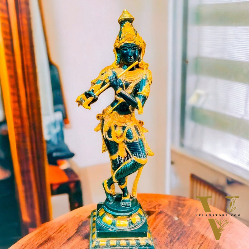 Exquisite Krishna Brass Statue | Handcrafted in Superfine Brass | 35 inch