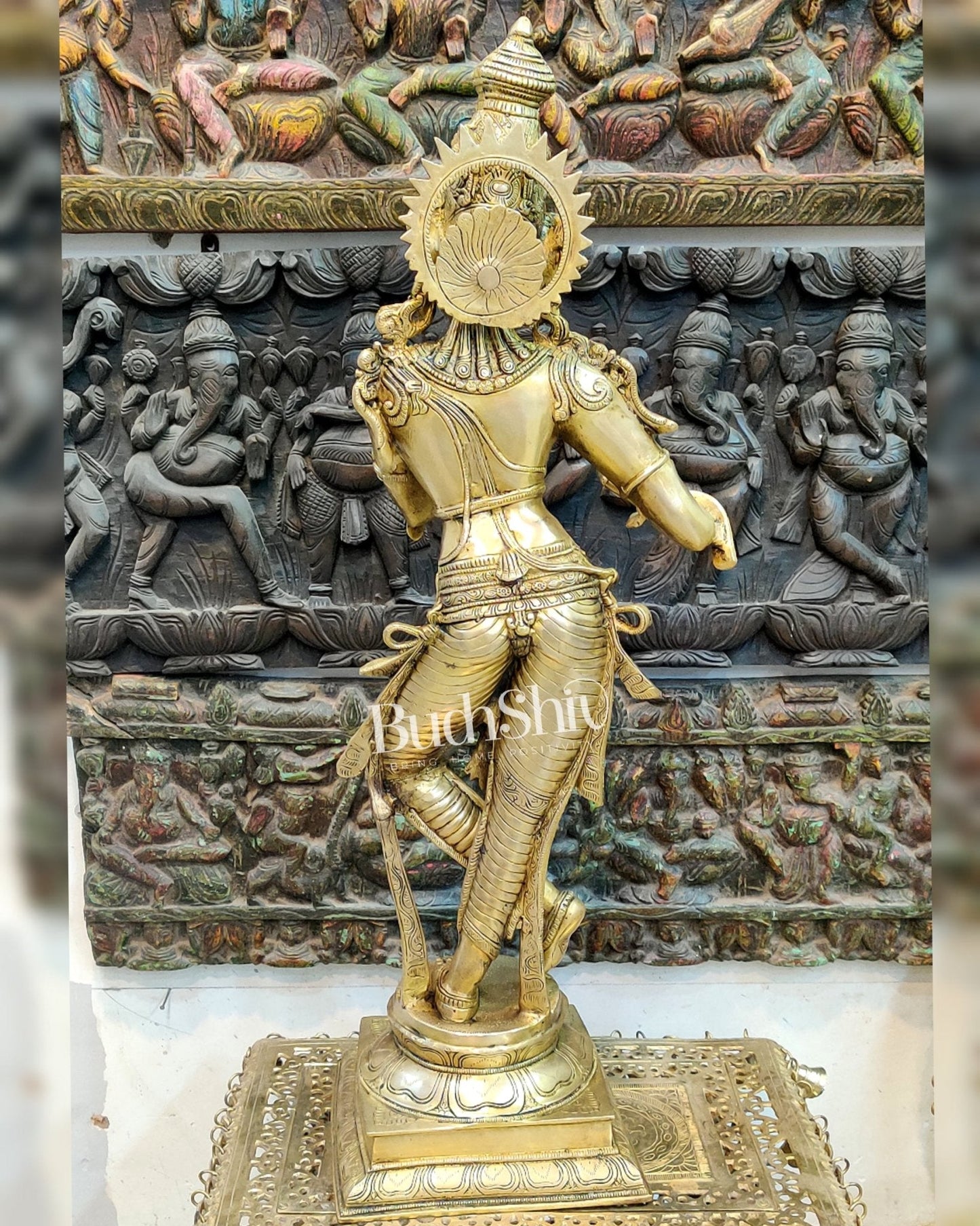 Exquisite Krishna Brass Statue 35 inch