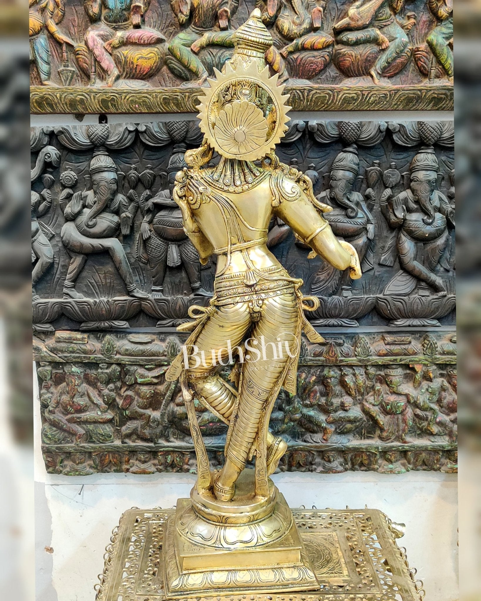 Exquisite Krishna Brass Statue 35 inch