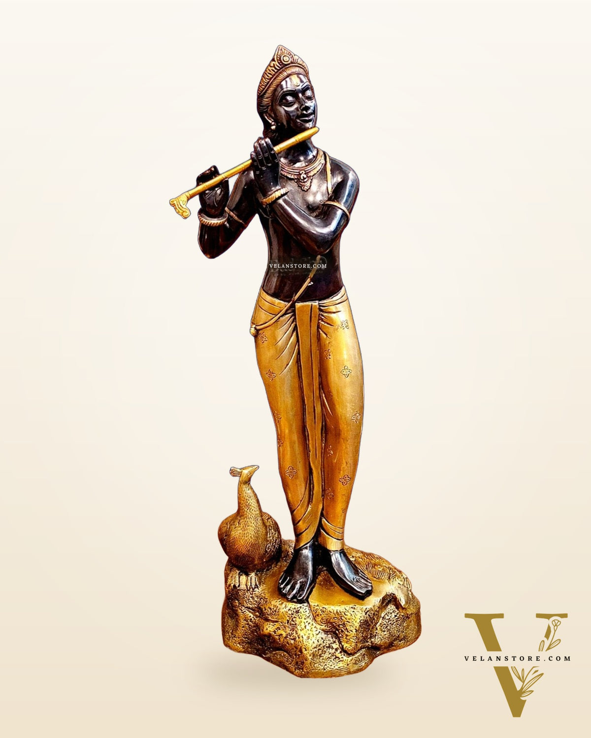 Exquisite Krishna Murlidhar Brass Idol 29"