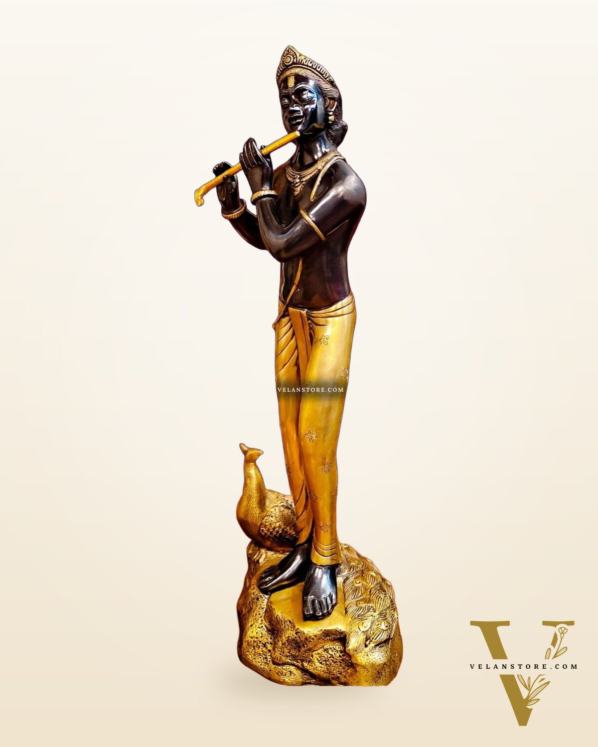 Exquisite Krishna Murlidhar Brass Idol 29"