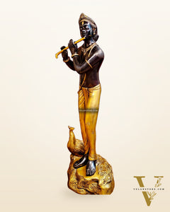 Exquisite Krishna Murlidhar Brass Idol 29"