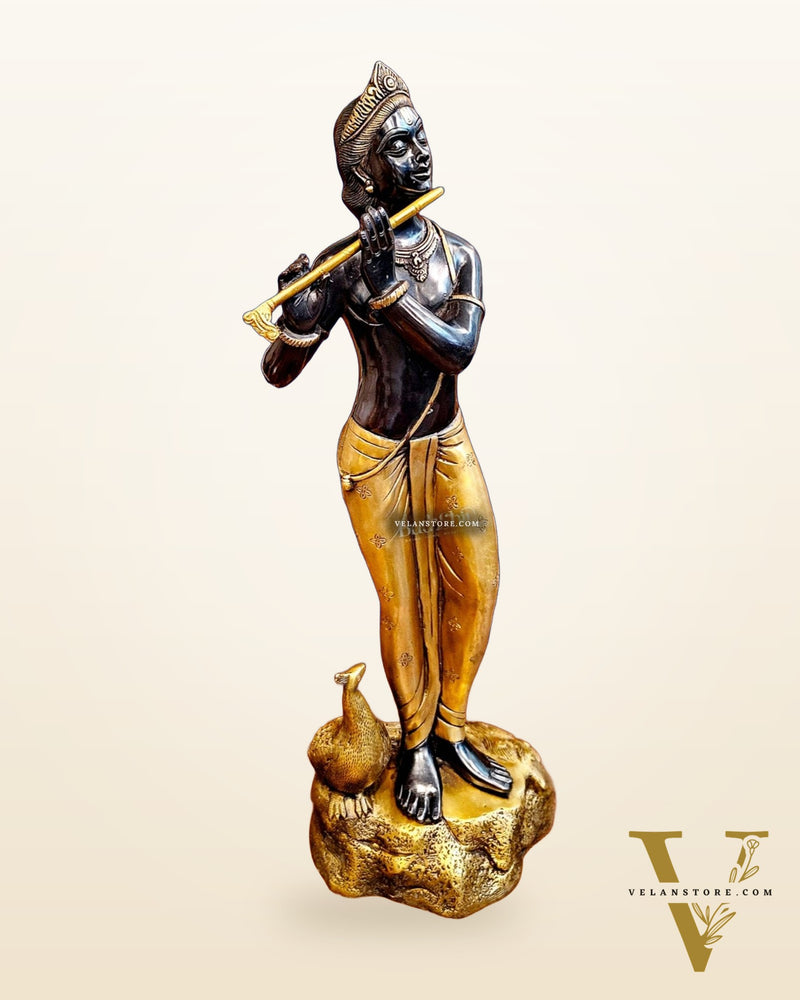 Exquisite Krishna Murlidhar Brass Idol 29"