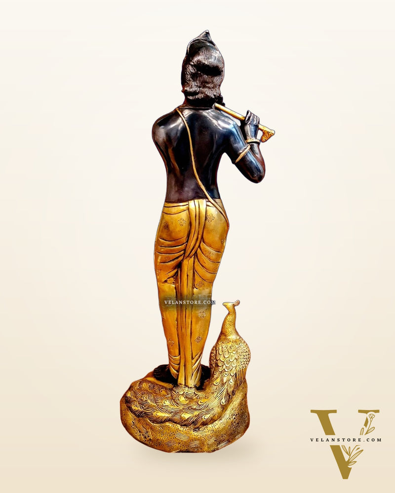 Exquisite Krishna Murlidhar Brass Idol 29"