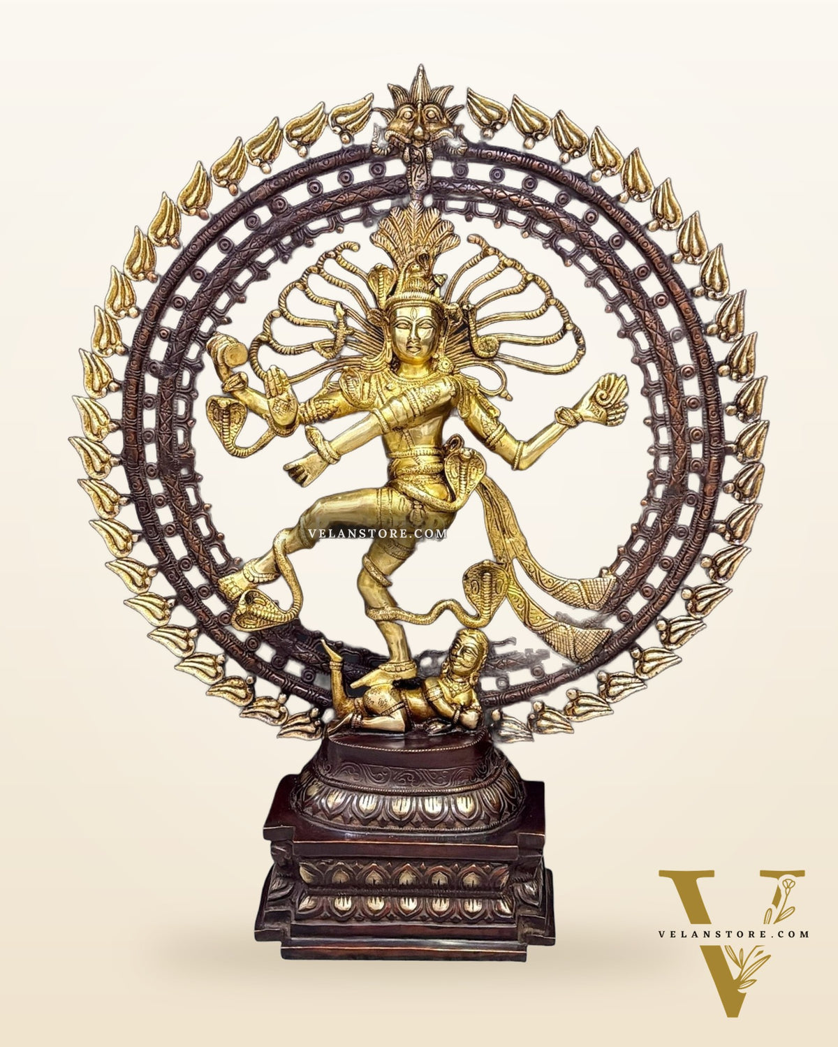Exquisite Nataraja Brass Statue with dual tone finish  - 25" Height