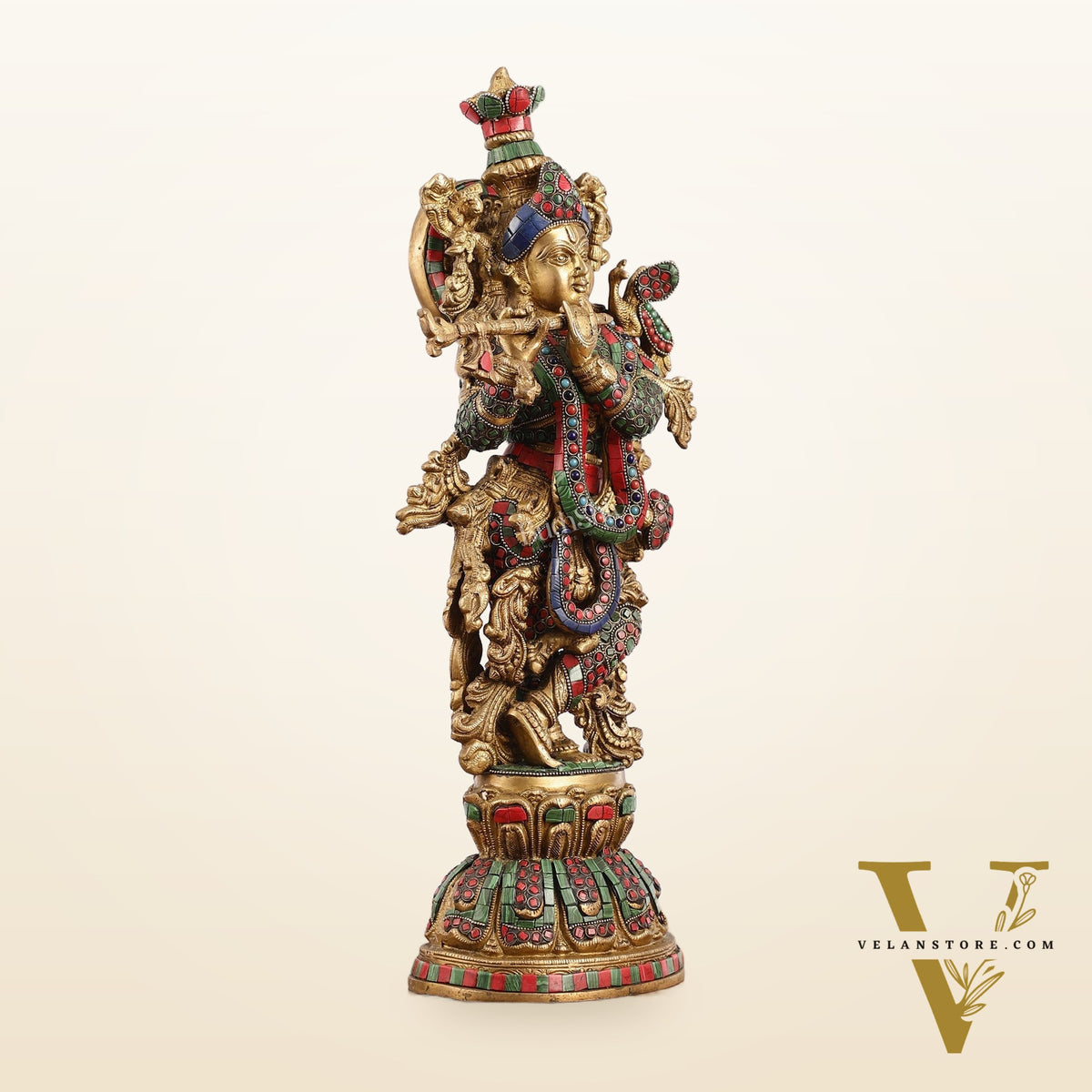 Exquisite Pure Brass Handcrafted Krishna Statue 21 inch