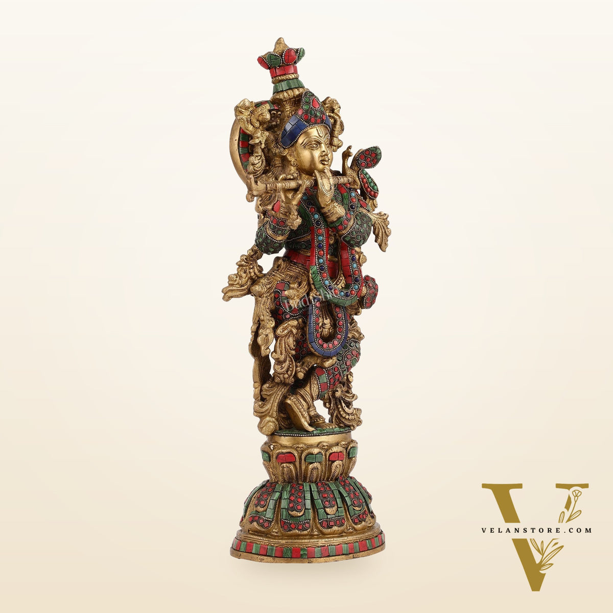 Exquisite Pure Brass Handcrafted Krishna Statue 21 inch