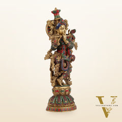 Exquisite Pure Brass Handcrafted Krishna Statue 21 inch