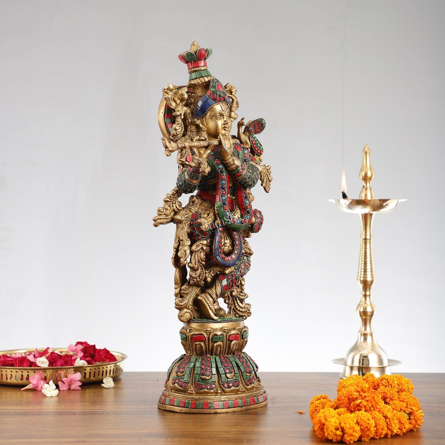 Exquisite Pure Brass Handcrafted Krishna Statue 21 inch