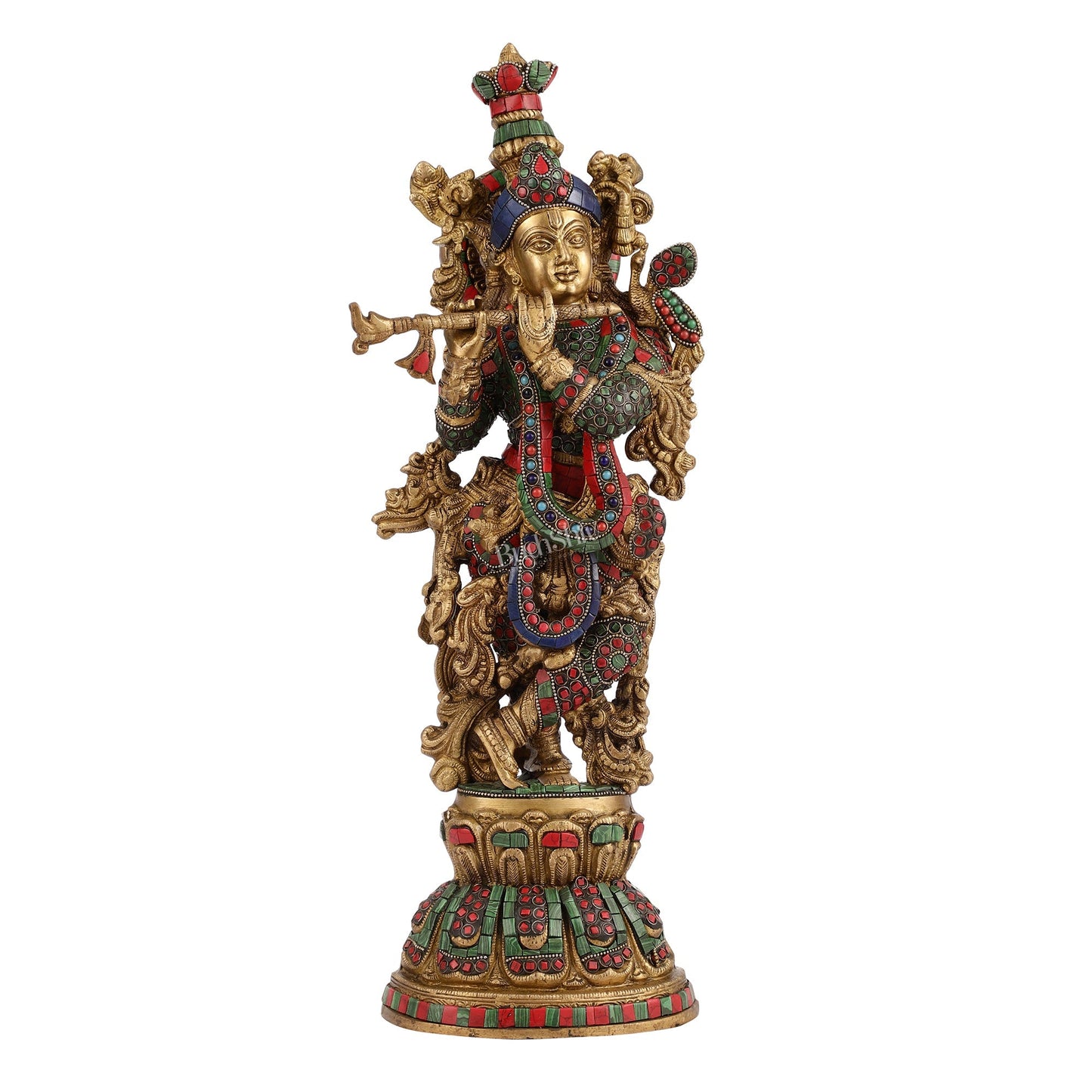 Exquisite Pure Brass Handcrafted Krishna Statue 21 inch