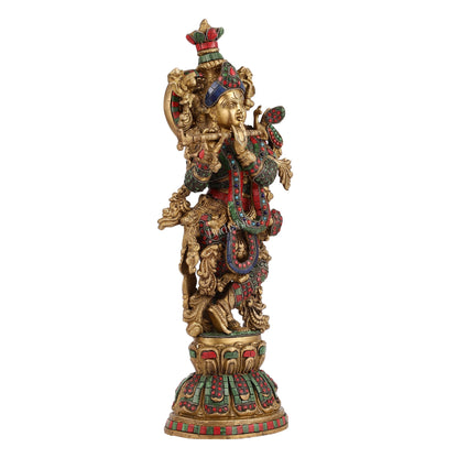 Exquisite Pure Brass Handcrafted Krishna Statue 21 inch