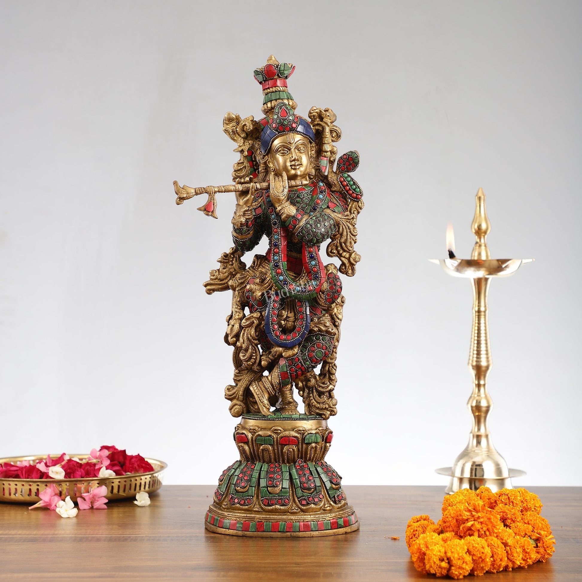 Exquisite Pure Brass Handcrafted Krishna Statue 21 inch
