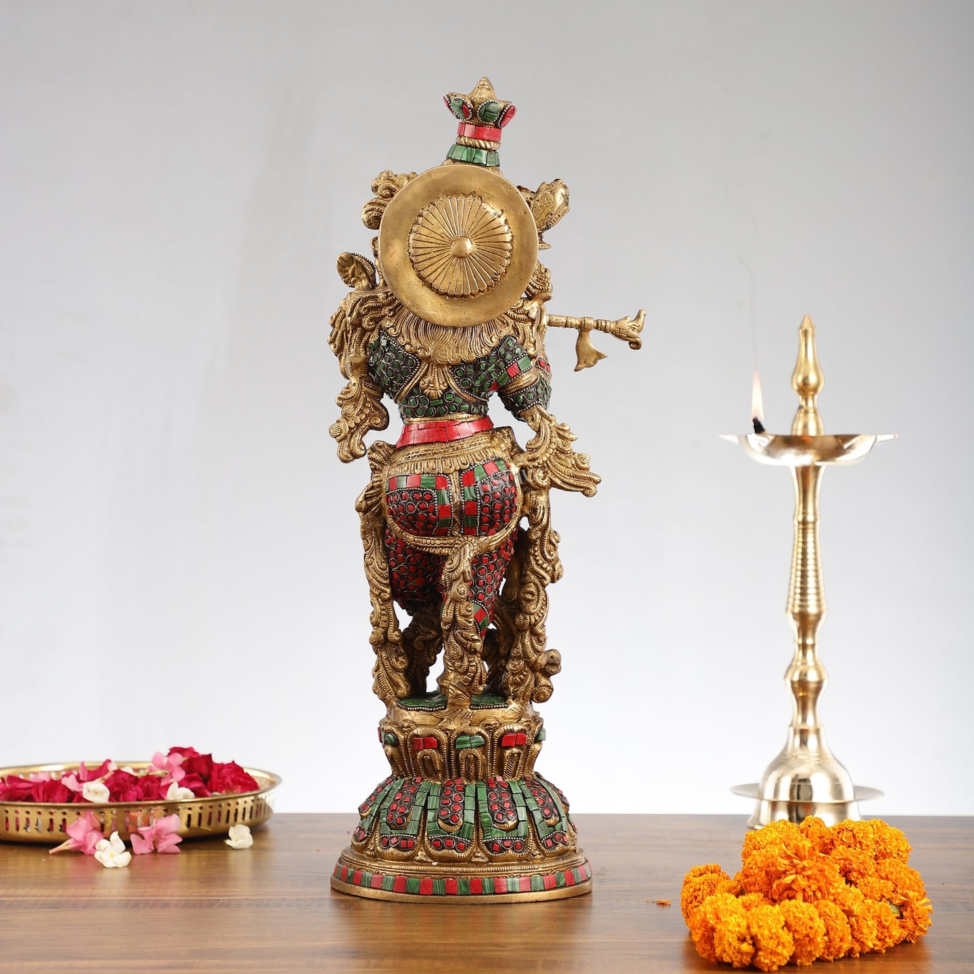 Exquisite Pure Brass Handcrafted Krishna Statue 21 inch