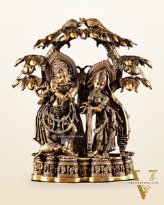 Exquisite Pure Brass Radha Krishna Sculpture – Large Size