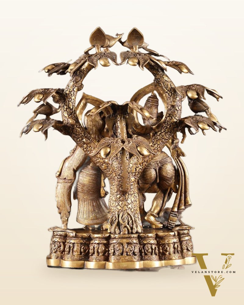 Exquisite Pure Brass Radha Krishna Sculpture – Large Size