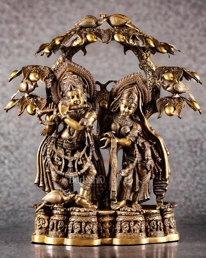 Exquisite Pure Brass Radha Krishna Sculpture – Large Size