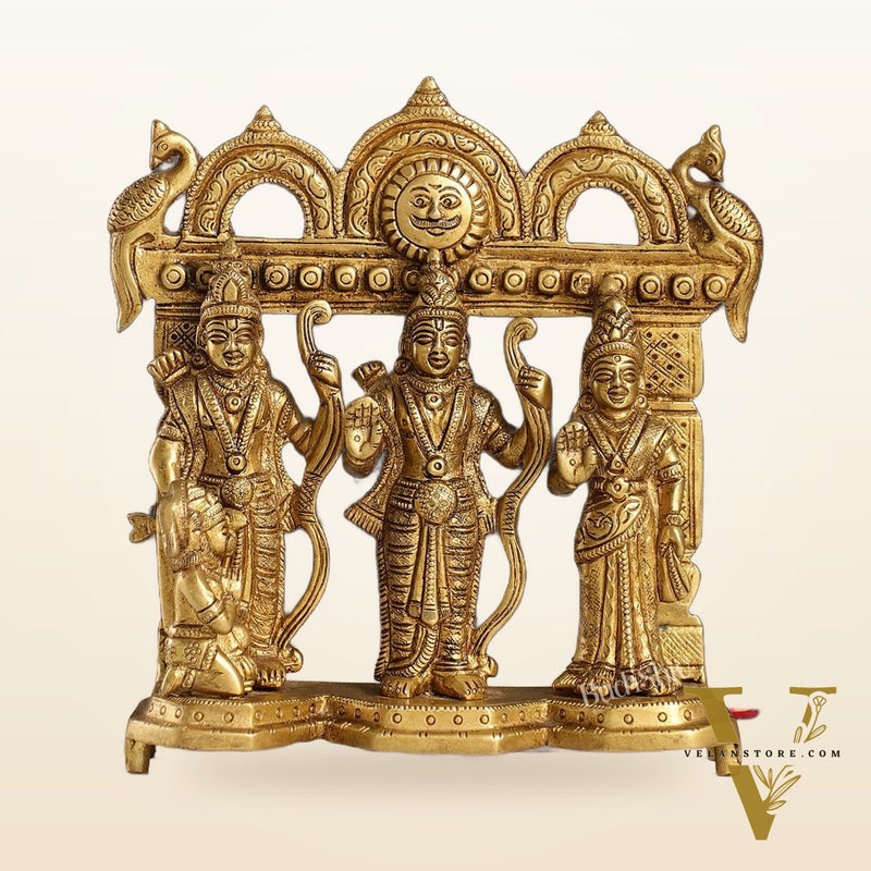 Exquisite Pure Brass Ram Darbar - Perfect Size for Home Temples 7.5 inch
