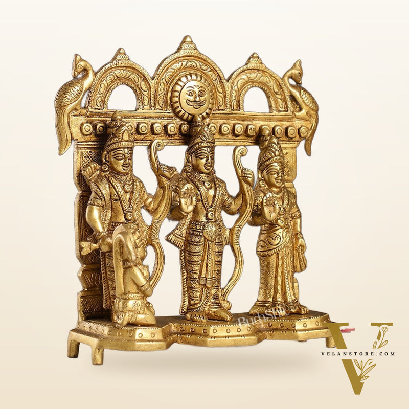 Exquisite Pure Brass Ram Darbar - Perfect Size for Home Temples 7.5 inch