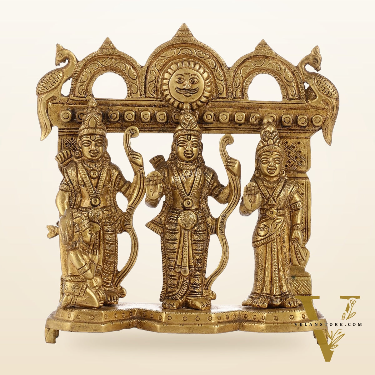 Exquisite Pure Brass Ram Darbar - Perfect Size for Home Temples 7.5 inch