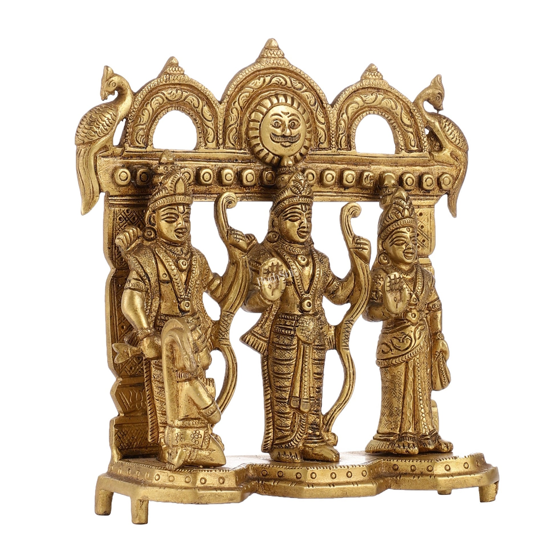 Exquisite Pure Brass Ram Darbar - Perfect Size for Home Temples 7.5 inch
