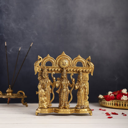 Exquisite Pure Brass Ram Darbar - Perfect Size for Home Temples 7.5 inch