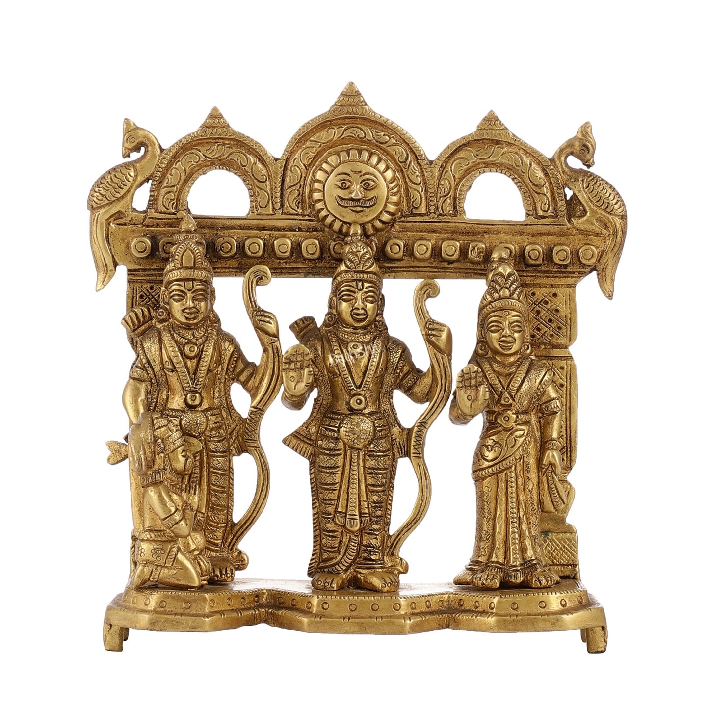 Exquisite Pure Brass Ram Darbar - Perfect Size for Home Temples 7.5 inch