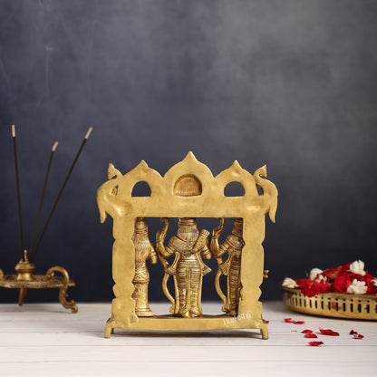 Exquisite Pure Brass Ram Darbar - Perfect Size for Home Temples 7.5 inch