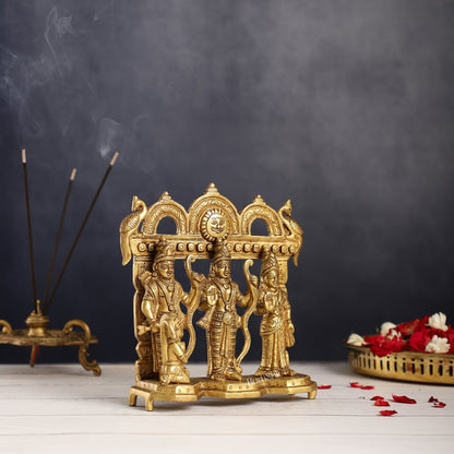 Exquisite Pure Brass Ram Darbar - Perfect Size for Home Temples 7.5 inch