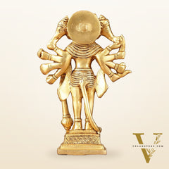 Exquisite Pure Brass Standing Panchmukhi Hanuman Idol - 7"