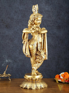 Exquisite Pure Brass Superfine Krishna Statue – 27" Height