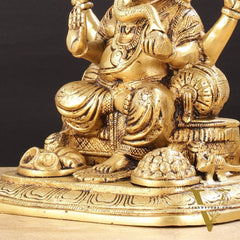 Exquisite Pure Brass Superfine Lord Ganesha Idol - 9"
