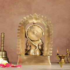 Exquisite Pure Brass Superfine Lord Hanuman idol with Temple Frame - 11 inch