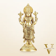 Exquisite Pure Brass Tirupati Balaji Statue - 10.5" Tall | Handcrafted Perfection