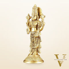 Exquisite Pure Brass Tirupati Balaji Statue - 10.5" Tall | Handcrafted Perfection